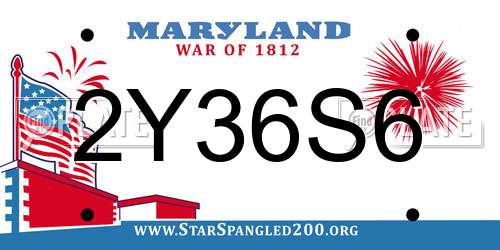 2Y36S6 Maryland License Plate