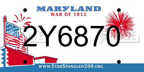 2Y6870 Maryland License Plate