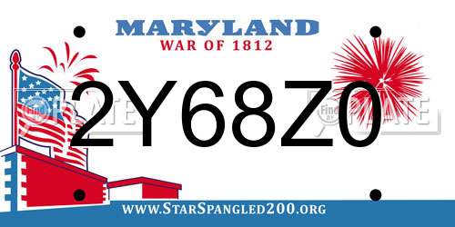 2Y68Z0 Maryland License Plate