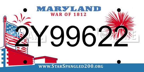 2Y99622 Maryland License Plate