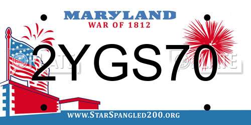 2YGS70 Maryland License Plate