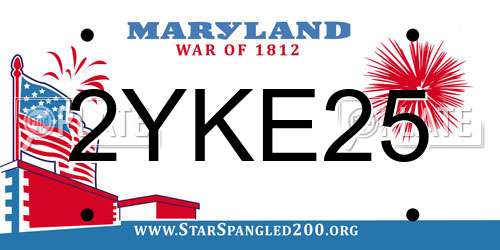 2YKE25 Maryland License Plate