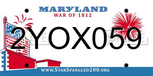 2YOX059 Maryland License Plate