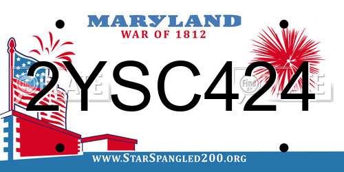 2YSC424 Maryland License Plate