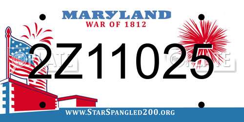 2Z11025 Maryland License Plate