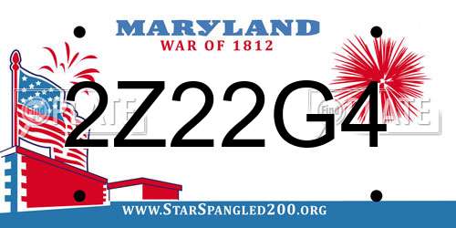 2Z22G4 Maryland License Plate