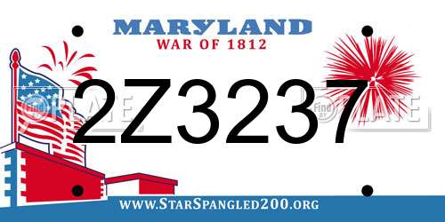 2Z3237 Maryland License Plate