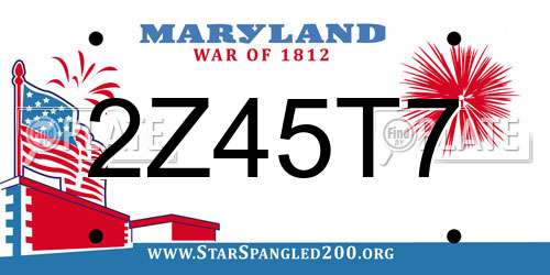 2Z45T7 Maryland License Plate