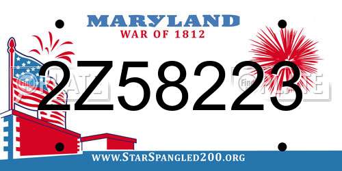 2Z58223 Maryland License Plate