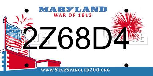 2Z68D4 Maryland License Plate