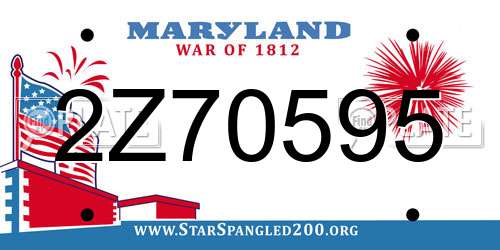 2Z70595 Maryland License Plate