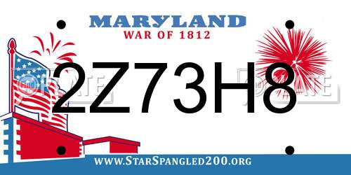 2Z73H8 Maryland License Plate