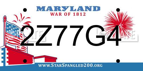 2Z77G4 Maryland License Plate
