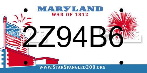 2Z94B6 Maryland License Plate