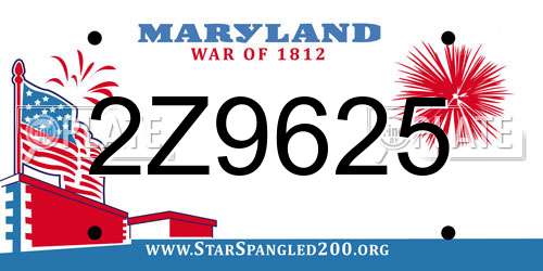 2Z9625 Maryland License Plate
