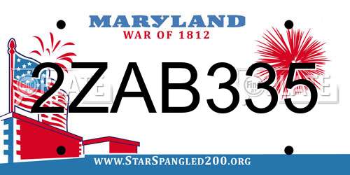 2ZAB335 Maryland License Plate