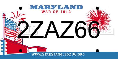 2ZAZ66 Maryland License Plate