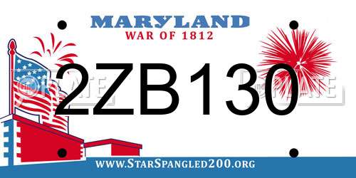2ZB130 Maryland License Plate