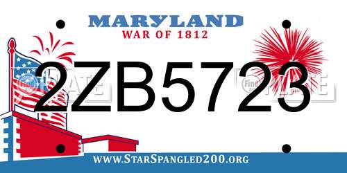 2ZB5723 Maryland License Plate