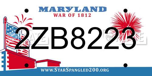 2ZB8223 Maryland License Plate