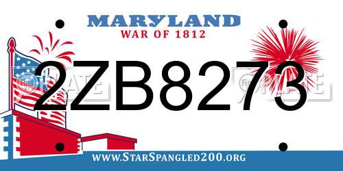 2ZB8273 Maryland License Plate