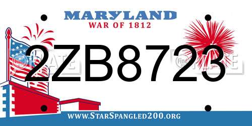 2ZB8723 Maryland License Plate