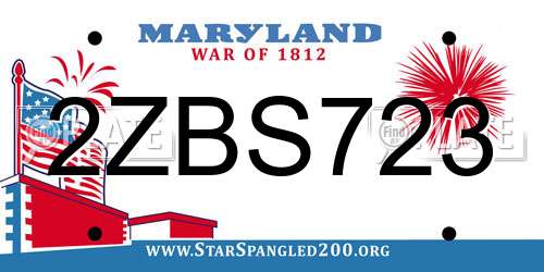 2ZBS723 Maryland License Plate