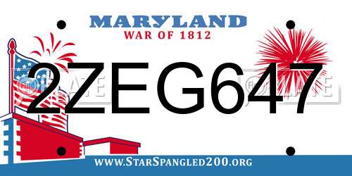 2ZEG647 Maryland License Plate