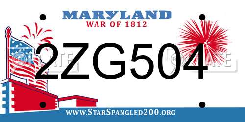 2ZG504 Maryland License Plate