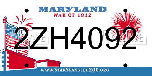 2ZH4092 Maryland License Plate