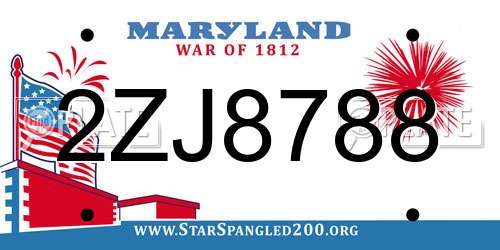 2ZJ8788 Maryland License Plate