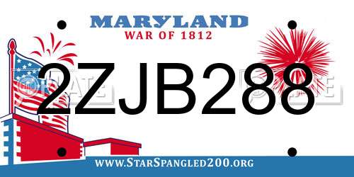 2ZJB288 Maryland License Plate