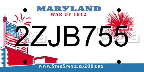 2ZJB755 Maryland License Plate
