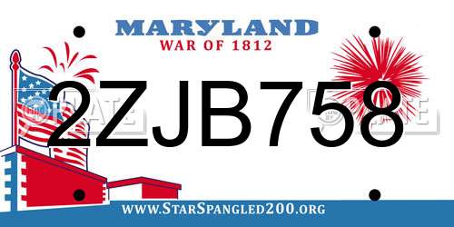 2ZJB758 Maryland License Plate