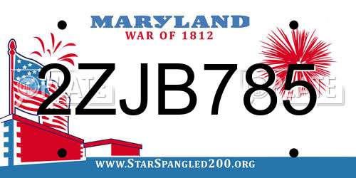 2ZJB785 Maryland License Plate