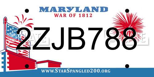 2ZJB788 Maryland License Plate