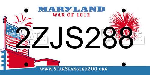 2ZJS288 Maryland License Plate