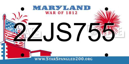 2ZJS755 Maryland License Plate
