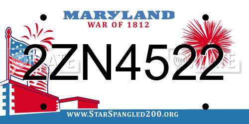 2ZN4522 Maryland License Plate
