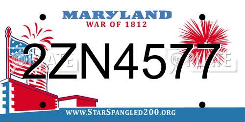 2ZN4577 Maryland License Plate