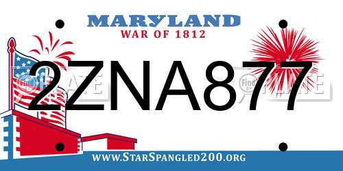2ZNA877 Maryland License Plate