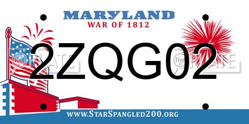 2ZQG02 Maryland License Plate