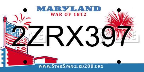 2ZRX397 Maryland License Plate