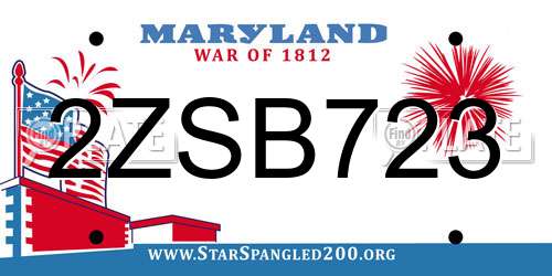 2ZSB723 Maryland License Plate