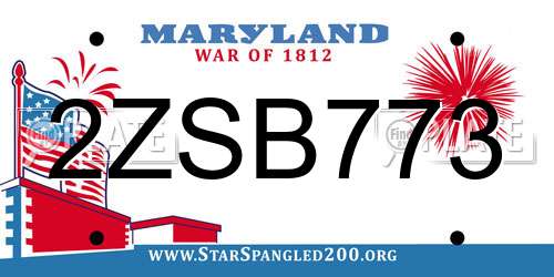 2ZSB773 Maryland License Plate