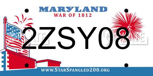 2ZSY08 Maryland License Plate