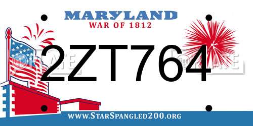 2ZT764 Maryland License Plate