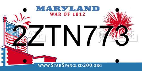 2ZTN773 Maryland License Plate