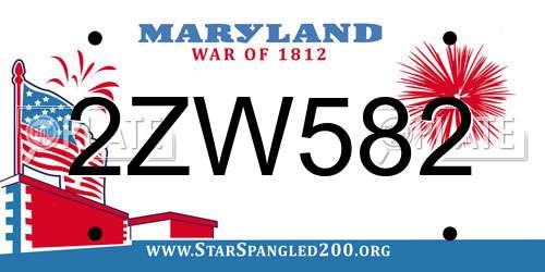 2ZW582 Maryland License Plate