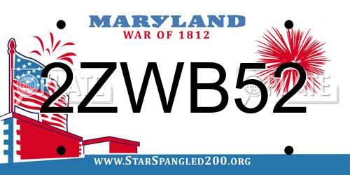 2ZWB52 Maryland License Plate